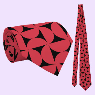 Geometric Red Black Pattern Stropdas