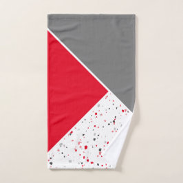 Geometric Red en Grey Terrazzo Handdoek