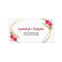 Geometric Red Floral Wedding RSVP Return Address