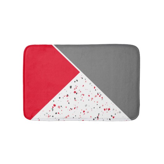 Geometric Red Gray Terrazzo Badmat (Voorkant)
