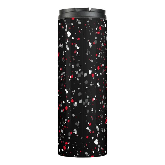 Geometric Red Grey Black Terrazzo Monogram Thermosbeker (Achterkant)