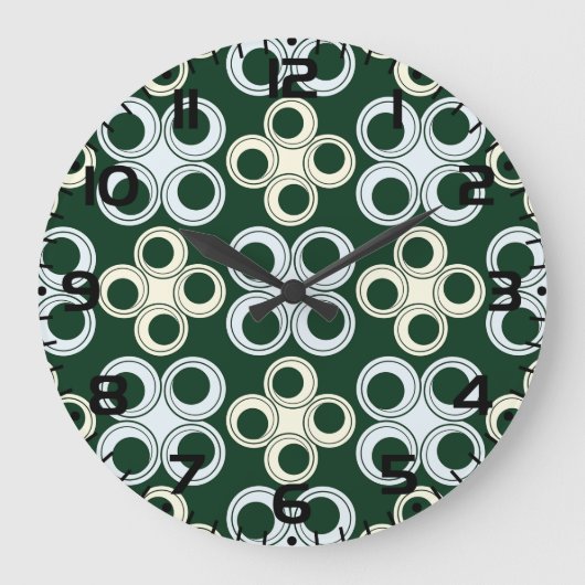 Geometric Retro Circles Pattern Grote Klok (Voorkant)