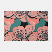 Geometric Roses In Shades Of Black And Teal  Deurmat (Voorkant)