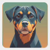 Geometric Rottweiler Face Vierkante Sticker (Voorkant)