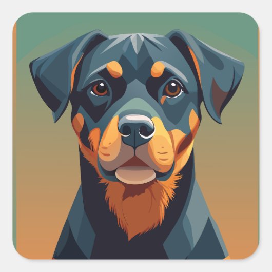 Geometric Rottweiler Face Vierkante Sticker (Voorkant)