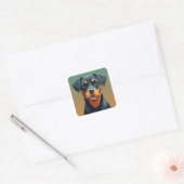 Geometric Rottweiler Face Vierkante Sticker (Envelop)