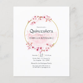 Geometric roze Spring Cherry Blossom Quinceañera Flyer