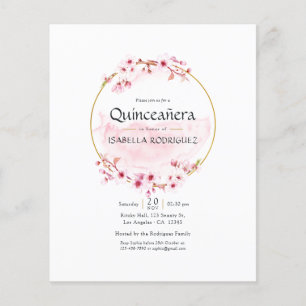 Geometric roze Spring Cherry Blossom Quinceañera Flyer
