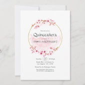 Geometric roze Spring Cherry Blossom Quinceañera Kaart (Voorkant)
