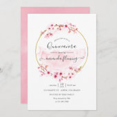 Geometric roze Spring Cherry Blossom Quinceañera Kaart (Voorkant / Achterkant)
