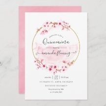 Geometric roze Spring Cherry Blossom Quinceañera