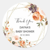 Geometric Rustic Floral Baby shower Dank u Ronde Sticker (Voorkant)