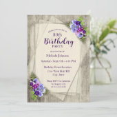 Geometric Rustic Pansies 80th Birthday Kaart (Staand voorkant)