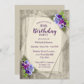 Geometric Rustic Pansies 80th Birthday Kaart (Voorkant / Achterkant)