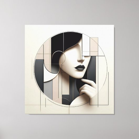 Geometric Sculpted Portrait Canvas Afdruk (Voorkant)
