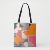 geometric seamless pattern, lines, orange, purple tote bag (Voorkant)