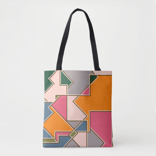 geometric seamless pattern, lines, orange, purple tote bag (Voorkant)