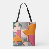 geometric seamless pattern, lines, orange, purple tote bag (Achterkant)