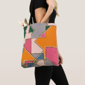geometric seamless pattern, lines, orange, purple tote bag (Dichtbij)
