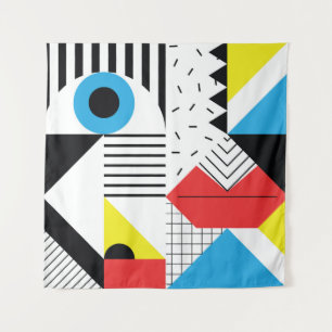 Geometric seamless pattern with abstract shapes wandkleed