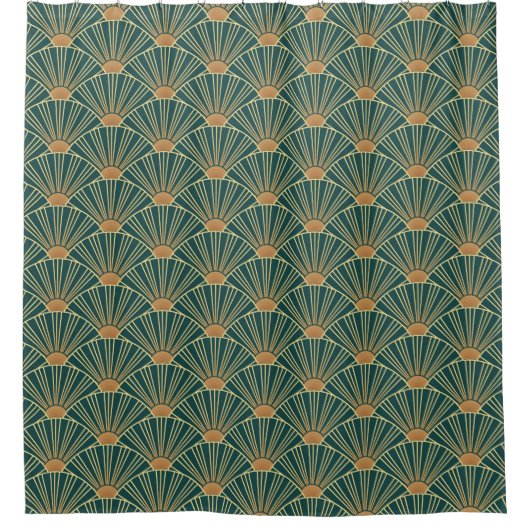 Geometric seamless pattern with golden lines. Gree Douchegordijn (Voorkant)