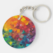 Geometric shapes in rainbow colors sleutelhanger (Achterkant)