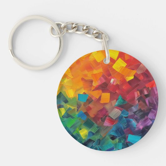 Geometric shapes in rainbow colors sleutelhanger (Voorkant)