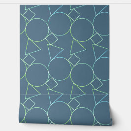 Geometric Shapes Simple Modern Dark Dusty Blue Behang