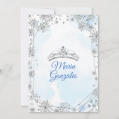 Geometric Silver Blue Kerstmis Quinceanera Invite Kaart (Achterkant)