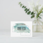 *~* Geometric Silver Girly Turquoise Waterverf Visitekaartje (Staand voorkant)