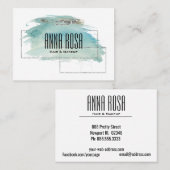 *~* Geometric Silver Girly Turquoise Waterverf Visitekaartje (Voorkant / Achterkant)