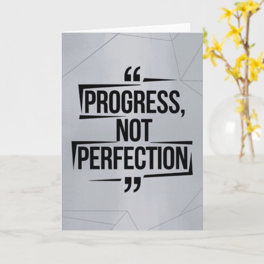 Geometric Silver Progress Not Perfection Motive Kaart (Gele Bloem)