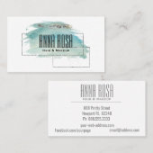 *~* Geometric Silver Turquoise Waterverf Girly Visitekaartje (Voorkant / Achterkant)