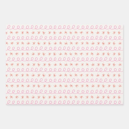 Geometric Simple Red White Roze Gingham Kerstmis Inpakpapier Vel (Voorkant 2)