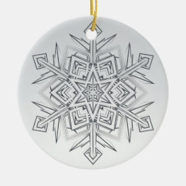 Geometric Snowflake Modern Gray & White Keramisch Ornament
