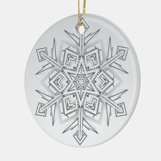 Geometric Snowflake Modern Gray & White Keramisch Ornament (Links)