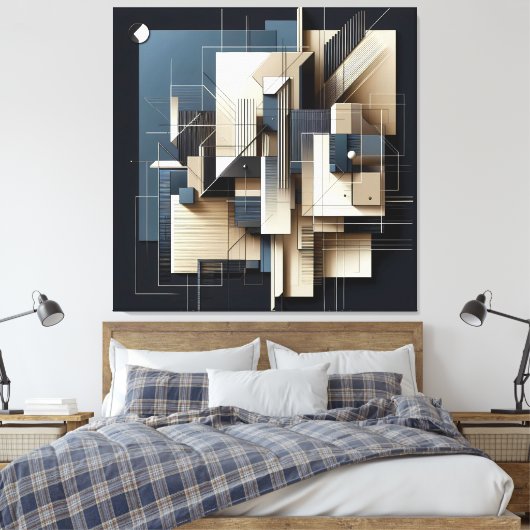 Geometric Spatial Framework Canvas Afdruk (Insitu (Slaapkamer))