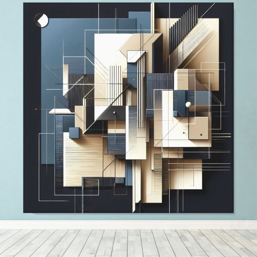 Geometric Spatial Framework Canvas Afdruk (Insitu (Houten vloer))