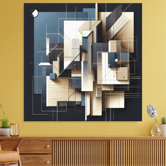 Geometric Spatial Framework Canvas Afdruk (Insitu (Woonkamer))