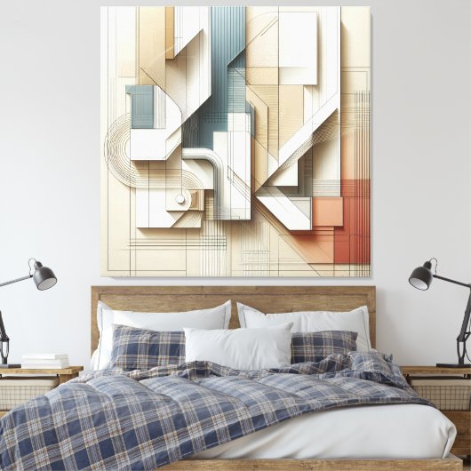 Geometric Spatial Harmony” Canvas Afdruk (Insitu (Slaapkamer))