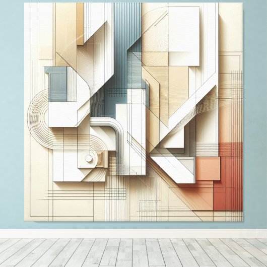 Geometric Spatial Harmony” Canvas Afdruk (Insitu (Houten vloer))