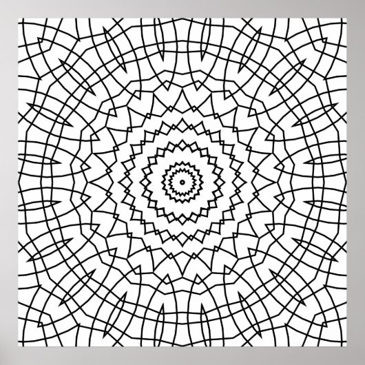 Geometric Spiral Mandala with Angular Web Lines Poster (Voorkant)