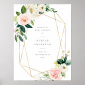 Geometric Spring Romance Baby shower Welkomstteken Poster (Voorkant)