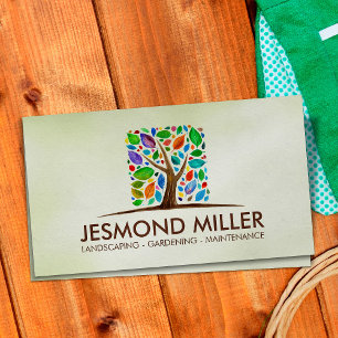 Geometric Square Tree Kleurrijke bladeren Waterver Visitekaartje