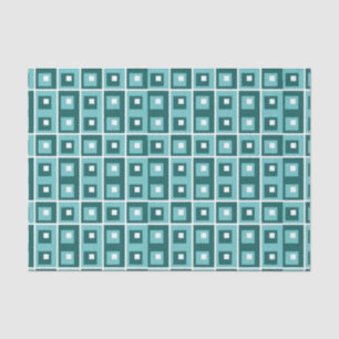 Geometric Squares Blue Pattern Tissuepapier