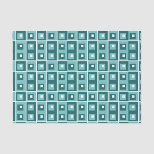 Geometric Squares Blue Pattern Tissuepapier (Voorkant)