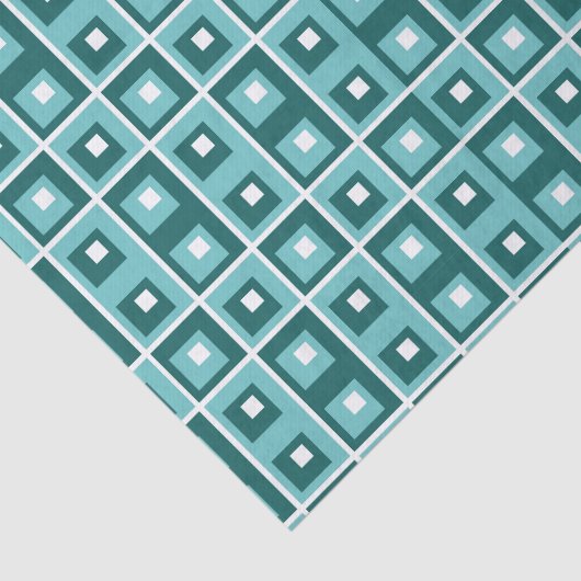 Geometric Squares Blue Pattern Tissuepapier (Detail)