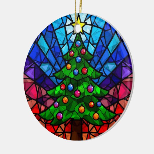 Geometric Stained Glass Christmas Tree Keramisch Ornament (Links)