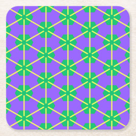 Geometric Starburst in Purple, Green and Yellow Kartonnen Onderzetters