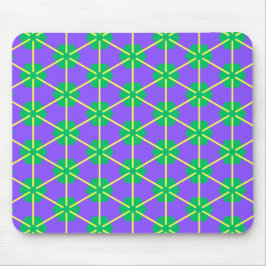 Geometric Starburst in Purple, Green and Yellow Muismat